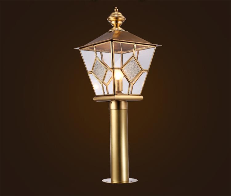 Sors LED E27 1 Light Outdoor Pillar Lantern jew Copper Pillar Light with Tempered Glass
