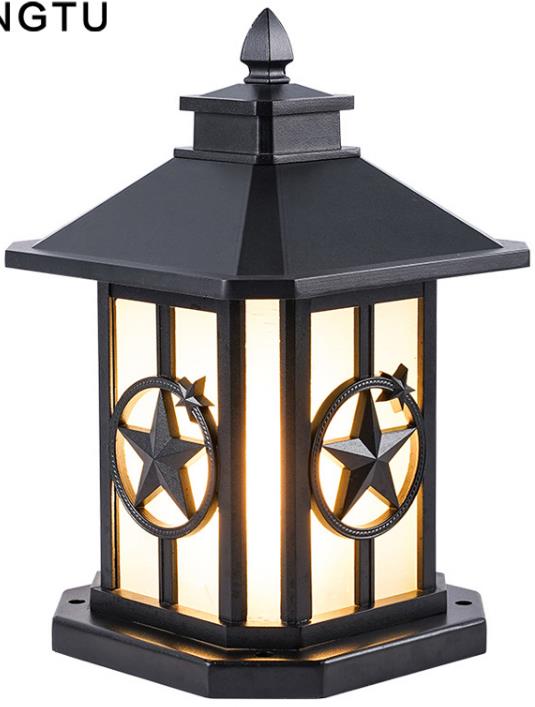 Il-Pilastru tal-Ġnien Estern Antik Led Gate Fence Post Lamp Black Luminous